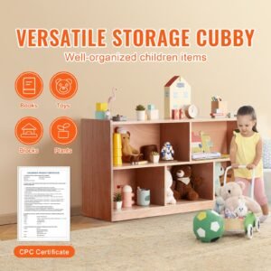 cubby mobile tray storage cabinet, 5 compartment cubby storage shelf, cubby storage cabinet 2 shelf, classroom cubbies, classroom furniture for home, daycare and preschool, natural