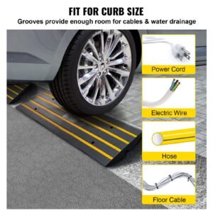 curb ramp, 2 pack, 2.6" rise, rubber driveway ramps, heavy duty 33069 lbs weight capacity threshold ramp, curbside bridge ramps for loading dock garage sidewalk, expandable full ramp set