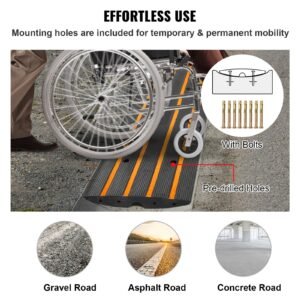 curb ramp, 2.6" rise rubber driveway ramps, heavy duty 33069 lbs weight capacity threshold ramp, curbside bridge ramps for loading dock garage sidewalk, expandable full ramp set