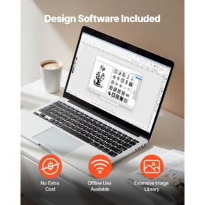 cutting machine, automatic edge detection vinyl cutter machine with two types of blades, design software and materials, compatible with multiple file formats, for creating customized diy crafts