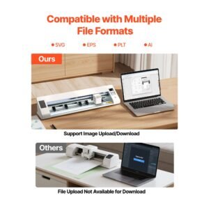 cutting machine, automatic edge detection vinyl cutter machine with two types of blades, design software and materials, compatible with multiple file formats, for creating customized diy crafts