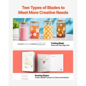 cutting machine, automatic edge detection vinyl cutter machine with two types of blades, design software and materials, compatible with multiple file formats, for creating customized diy crafts