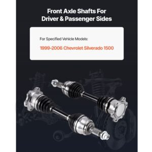 cv axle shaft assembly, 2 pieces front left & right (driver and passenger side), automotive replacement axles pair compatible with 1999 2006 chevrolet silverado 1500, alloy steel & carbon steel