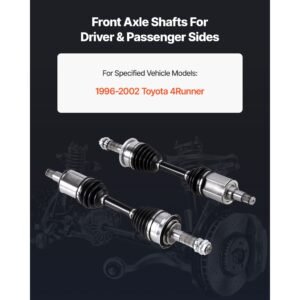 cv axle shaft assembly, 2 pieces front left & right (driver and passenger side), automotive replacement cv joint axles pair compatible with 1996 2002 toyota 4runner, alloy steel & carbon steel