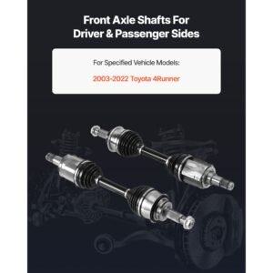 cv axle shaft assembly, 2 pieces front left & right (driver and passenger side), automotive replacement cv joint axles pair compatible with 2003 2022 toyota 4runner, alloy steel & carbon steel
