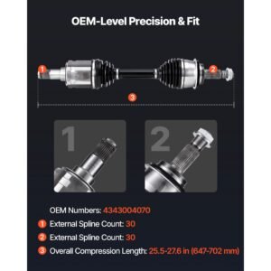 cv axle shaft assembly, 2 pieces front left & right (driver and passenger side), automotive replacement cv joint axles pair compatible with 2003 2022 toyota 4runner, alloy steel & carbon steel