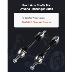 cv axle shaft assembly, 2 pieces front left & right (driver and passenger side), automotive replacement joint axles pair compatible with 2009 2017 chevrolet traverse, alloy steel & carbon steel