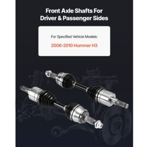 cv axle shaft assembly, 2 pieces front left & right side (driver and passenger side), automotive replacement cv joint axles pair compatible with 2006 2010 hummer h3, alloy steel & carbon steel