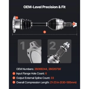 cv axle shaft assembly, front left or right side (driver or passenger side), automotive replacement cv joint axle compatible with 1999 2006 chevrolet silverado 1500, alloy steel & carbon steel