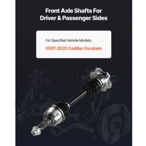 cv axle shaft assembly, front left or right side (driver or passenger side), automotive replacement cv joint axle shaft compatible with 2007 2020 cadillac escalade, alloy steel & carbon steel
