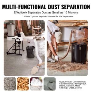 cyclone dust separator, 4" retrofit cyclone separator for dust collectors, abs dust deputy with 2" hole o.d. connector & hose for wet/dry shop vacuums, fits 5 10 gallon tank (tank exclude)