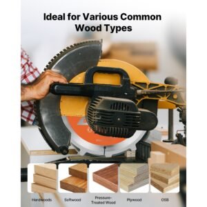 dado blade set, 8 inch diameter, 12 sharp alloy teeth, 5/8 inch arbor, fine finish, stacking dado blades with chippers and shims, noise reducing heat vents, for cutting plywood, osb, hardwood