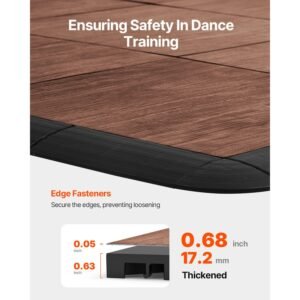 dance floor tiles, 12.4 x 12.4 in 52 piece interlocking dance flooring, portable dance practice floor with cushioned base (oak wood grain, 52 sq. ft/box )