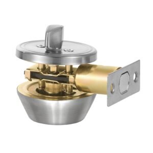 deadbolt lock, round single cylinder dead bolt, keyed 1 side, fits standard size interior and exterior doors, full metal, with 3 keys, for front entry door residential security, satin nickel