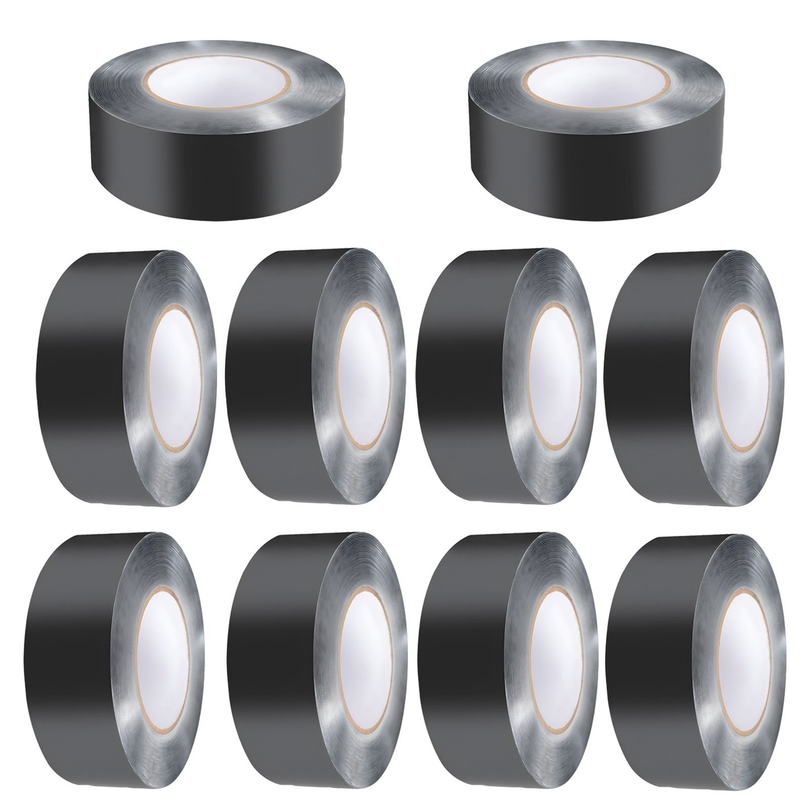 deck joist tape, 2 inch x 50 ft, 10 pack, weather resistant waterproof flashing butyl joist tape for decking, self adhesive, for wood decks, beams roofs, rvs, house, and pipes repair, black