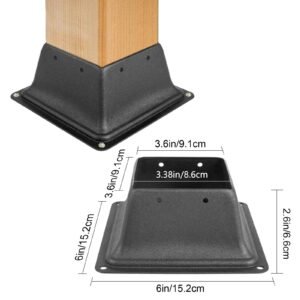 deck post base 5 pcs post base skirt 4x4" (actual 3.38x3.38") post support flange 2.5lbs deck post skirt black powder coated decking post base with thick steel for deck supports porch railings