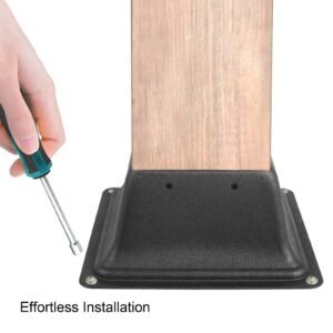 deck post base 5 pcs post base skirt 4x4" (actual 3.38x3.38") post support flange 2.5lbs deck post skirt black powder coated decking post base with thick steel for deck supports porch railings