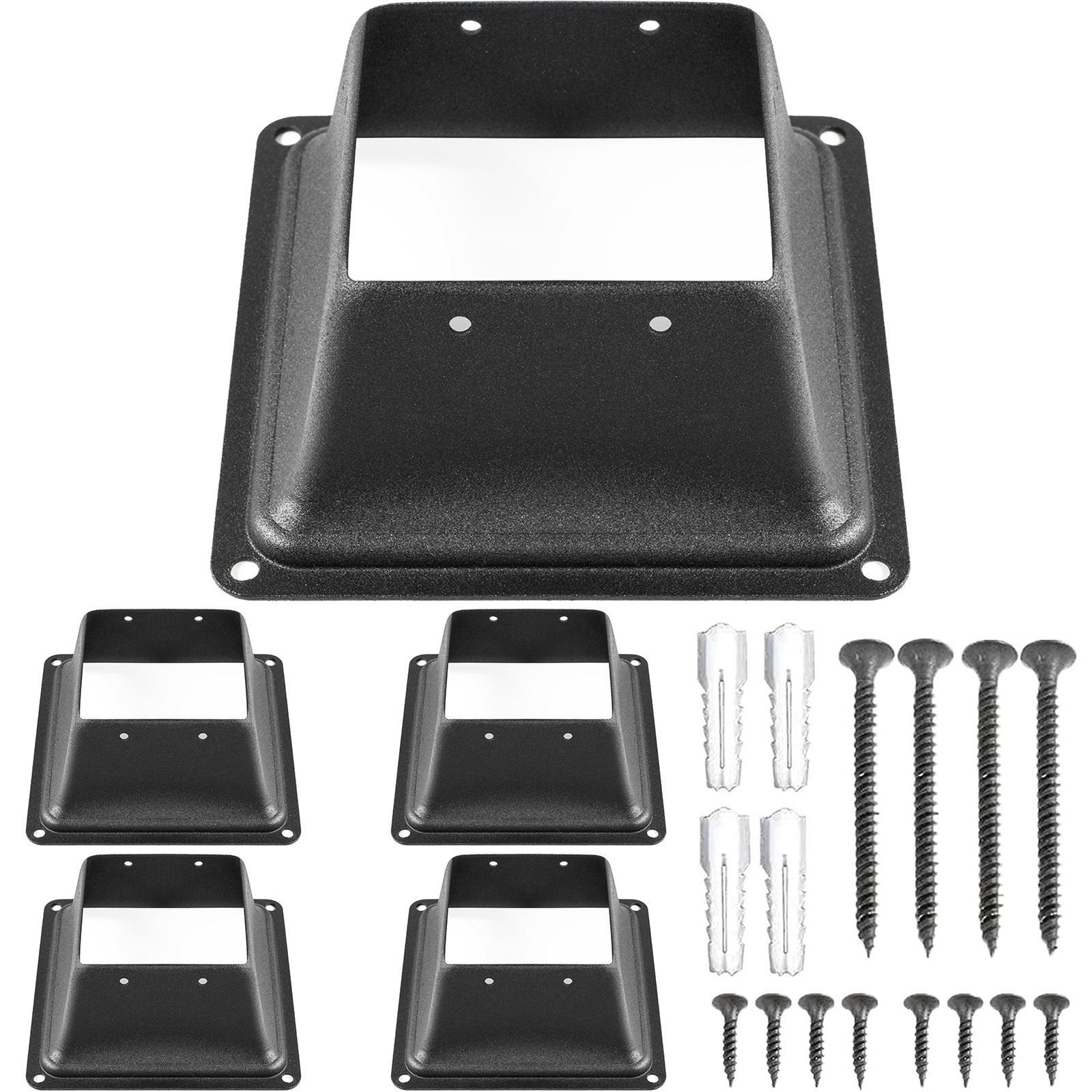 deck post base 5 pcs post base skirt 4x4" (actual 3.38x3.38") post support flange 2.5lbs deck post skirt black powder coated decking post base with thick steel for deck supports porch railings