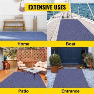 Deep Blue Marine Carpet 6 ft x 29.5 ft Marine Carpeting Marine Grade Carpet for Boats with Waterproof Back Outdoor Rug for Patio Porch Deck Garage Outdoor Area Rug Runner Non-Slide Porch Rug
