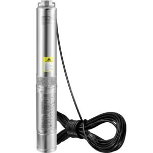deep well submersible pump, 0.5hp 115v/60hz, 28gpm flow 167ft head, with 33ft electric cord, 4" stainless steel water pumps for industrial, irrigation&home use, ip68 waterproof grade