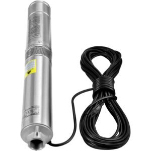 Deep Well Submersible Pump, 1HP 115V/60Hz, 37gpm Flow 207ft Head, with 33ft Electric Cord, 4" Stainless Steel Water Pump for Industrial, Irrigation&Home Use, IP68 Waterproof Grade