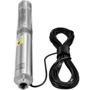 Deep Well Submersible Pump, 3HP/2200W 230V/60Hz, 37GPM Flow 640 ft Head, with 33 ft Electric Cord, 4 inch Stainless Steel Water Pumps for Industrial, Irrigation & Home Use, IP68 Waterproof Grade