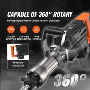 demolition jack hammer, 1350 bpm concrete breaker 6pcs chisels bit chipping with case, 2200w electric jackhammer heavy duty, black