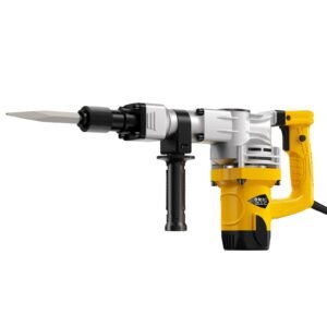 demolition jack hammer, 1400w electric jackhammer heavy duty, 2900 bpm jack hammer concrete breaker, with 1 point chisel, 1 flat chisel, storage case, gloves and goggles, for demolition