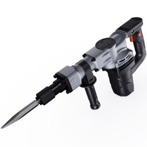 demolition jack hammer, 1400w electric jackhammer heavy duty, 2pcs chisels bits chipping with case, 2900 bpm concrete breaker, gloves black