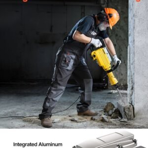 demolition jack hammer, 2200w 1350 bpm jack hammer concrete breaker, heavy duty electric jack hammer 4pcs chisels bit with gloves, 360° swiveling front handle for trenching and breaking holes
