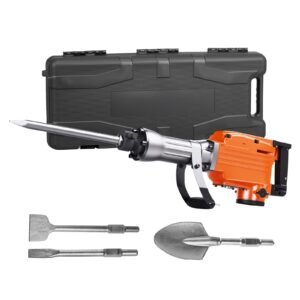 Demolition Jack Hammer, 2200W 1400 BPM Jack Hammer Concrete Breaker, Heavy Duty Electric Jack Hammer 6pcs Chisels Bit with Gloves, 360 Celsius Swiveling Front Handle