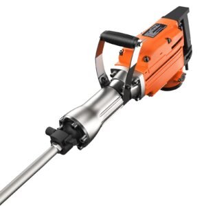 demolition jack hammer, 2200w electric jackhammer heavy duty, 1350 bpm concrete breaker, 2pcs chisels bit chipping with case
