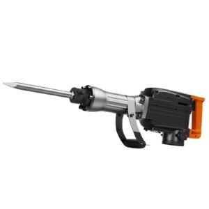 demolition jack hammer, 2200w electric jackhammer heavy duty, 1350 bpm concrete breaker, 2pcs chisels bit chipping with case, black