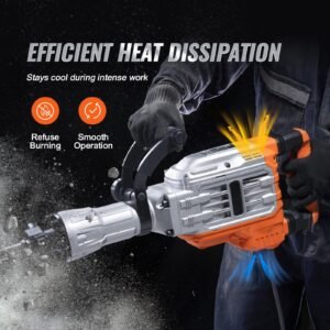demolition jack hammer, 3500w jack hammer concrete breaker, 1900 bpm heavy duty electric jack hammer, 2pcs chisel with gloves & 360 celsius swiveling front handle