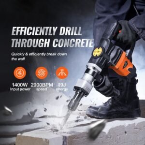 demolition jack hammer concrete breaker 1400w electric hammer 2 chisel bit