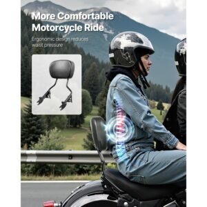 detachable motorcycle passenger backrest, compatible with harley davidson touring, street glide, road glide, road king, 16 inch height, black