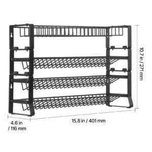 detachable spice rack organizer for cabinet, 4 tie stackable seasoning organizer, spice jars kitchen storage for countertop kitchen pantry cupboard, 15.8x10.7 in