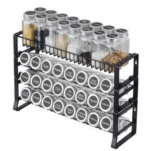 detachable spice rack organizer for cabinet, 4 tie stackable seasoning organizer, spice jars kitchen storage for countertop kitchen pantry cupboard, 15.8x10.7 in