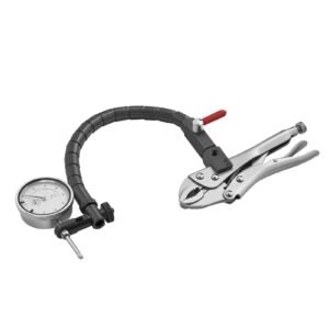 dial test indicator with 360 degree flexible arm and 360 degree locking pliers, 0.001 inch accuracy, 0 1 inch range, professional for machine set up, narrow area measurement, storage case
