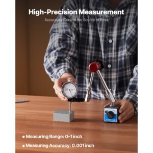 dial test indicator with magnetic flexible base stand, 0.001 inch accuracy, 0 1 inch range, fine adjustable long arm, professional for machine set up, narrow area measurement, easy to read