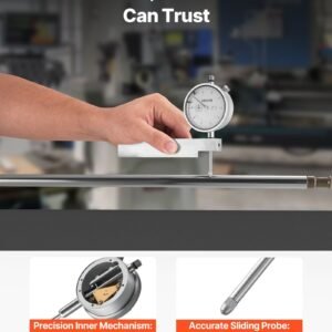 dial test indicator with metal base, 0.001 inch accuracy, 0 1 inch range, easy to read large dial, professional for narrow area measurement, industrial machining & inspection, precision testing