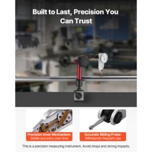dial test indicator with universal magnetic base and storage case, 0.0005 inch accuracy, 0 0.03 inch range, micro ball handle for narrow area measurement, industrial machining & inspection