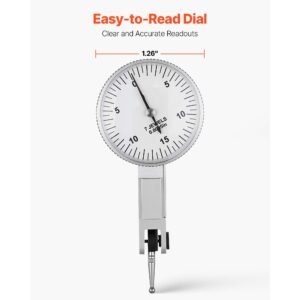 dial test indicator with universal magnetic base and storage case, 0.0005 inch accuracy, 0 0.03 inch range, micro ball handle for narrow area measurement, industrial machining & inspection