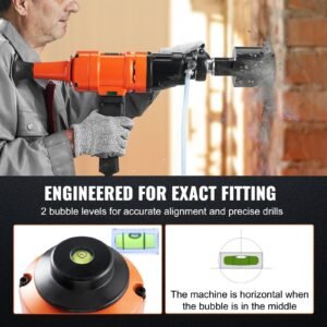 diamond core drilling machine, 4in handheld wet concrete core drill rig, 1100 2400rpm two speed & 1 1/4" thread & 2 bubble levels, 3 4in drilling diameter for concrete brick block stone, 1500w