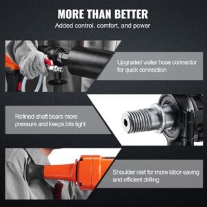 diamond core drilling machine, 4in handheld wet concrete core drill rig, 1100 2400rpm two speed & 1 1/4" thread & 2 bubble levels, 3 4in drilling diameter for concrete brick block stone, 1500w
