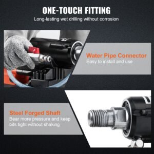 diamond core drilling machine, 8in wet&dry concrete core drill rig with stand, 750rpm speed & 1 1/4" 5/8" thread & lifting handle, 8in drilling diameter for concrete brick block stone, 2500w