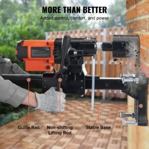 diamond core drilling machine, 8in wet&dry concrete core drill rig with stand, 750rpm speed & 1 1/4" 5/8" thread & lifting handle, 8in drilling diameter for concrete brick block stone, 2500w