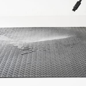 diamond plate rubber flooring roll, 3 mm x 4 ft x 6 ft garage floor mat, sbr rubber garage flooring roll, easy to clean, diamond plate rubber mat for under cars, garage industry gym, black