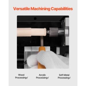 didactical mini metal lathe machine, 2.76 x 5.12 in, 36w power metal lathe, 20,000 rpm speed, with 3 jaw chuck, aluminum alloy handwheel, for processing precision parts soft metals wood plastics