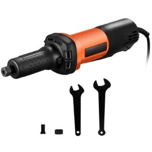 die grinder, 1/4" collet variable speed (10000 28000rpm), heavy duty electric, ergonomic grip for rust removal, grinding, cutting, polishing, welding repair, deburring, with 1/4" & 1/8" collets